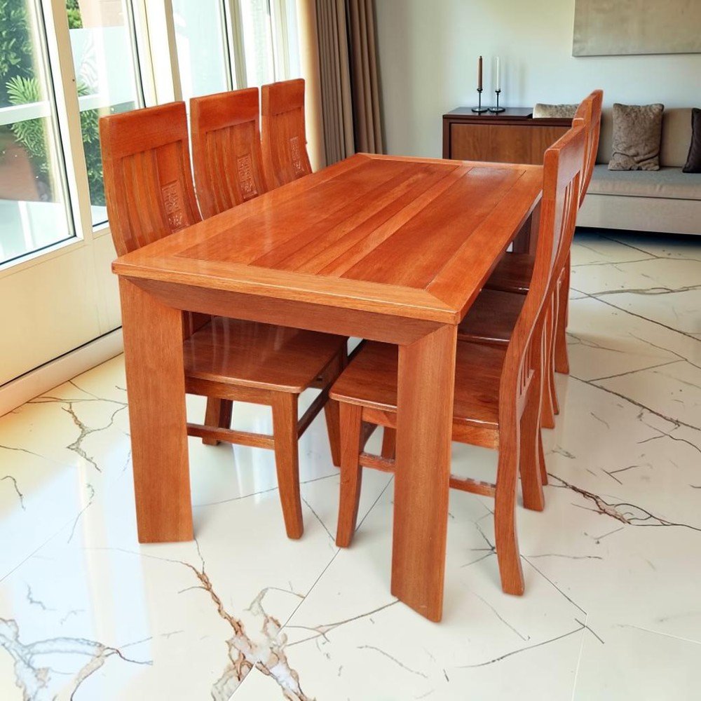 Bàn ăn gỗ sồi 6 người thiết kế hiện đại tại Nội Thất Thái Bình