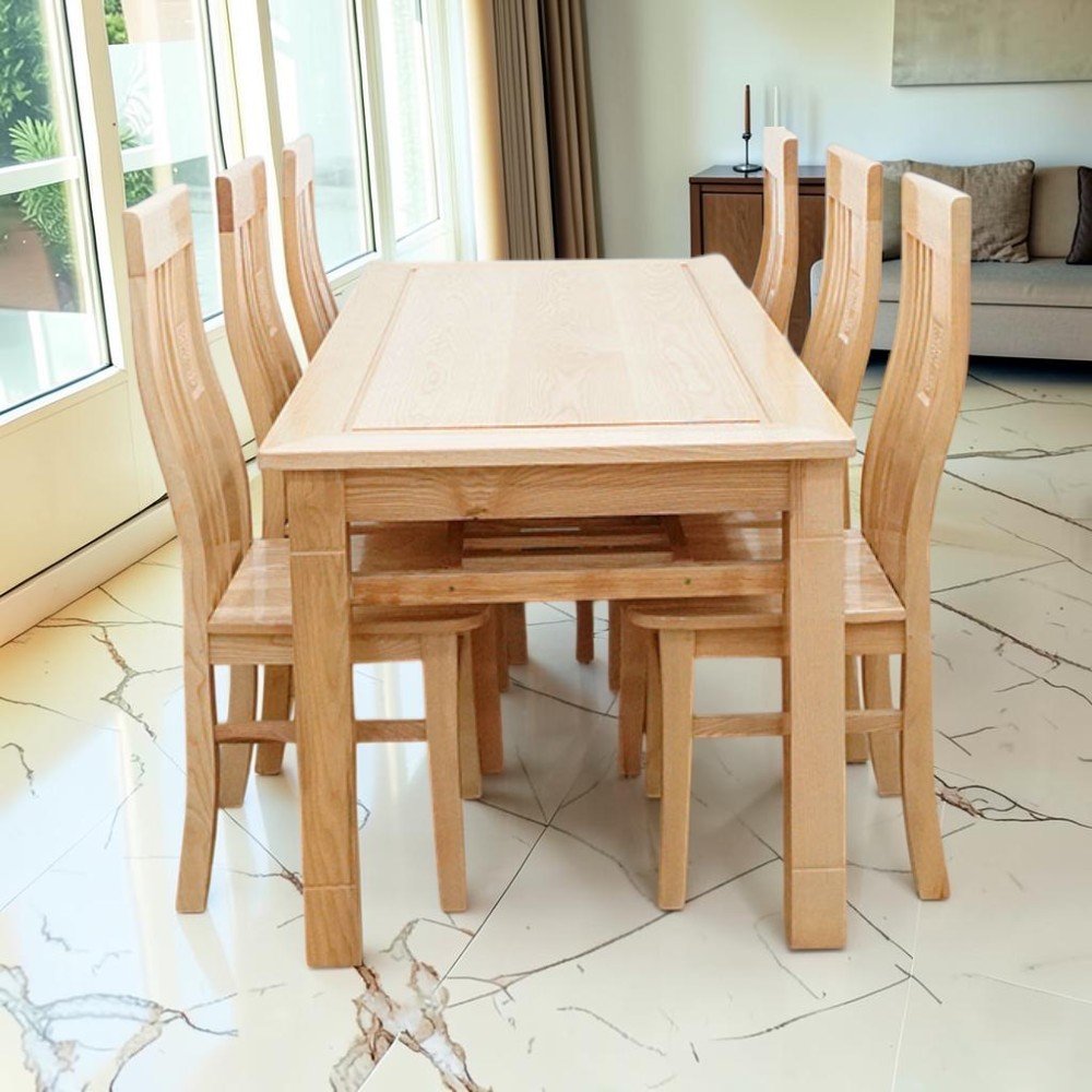 Bàn ăn gỗ sồi 6 người thiết kế hiện đại tại Nội Thất Thái Bình