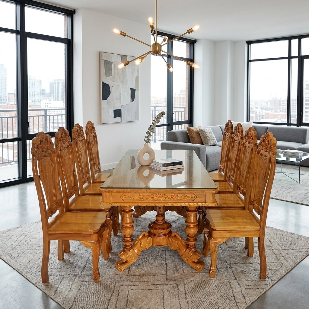 Bàn ăn gỗ tự nhiên hiện đại