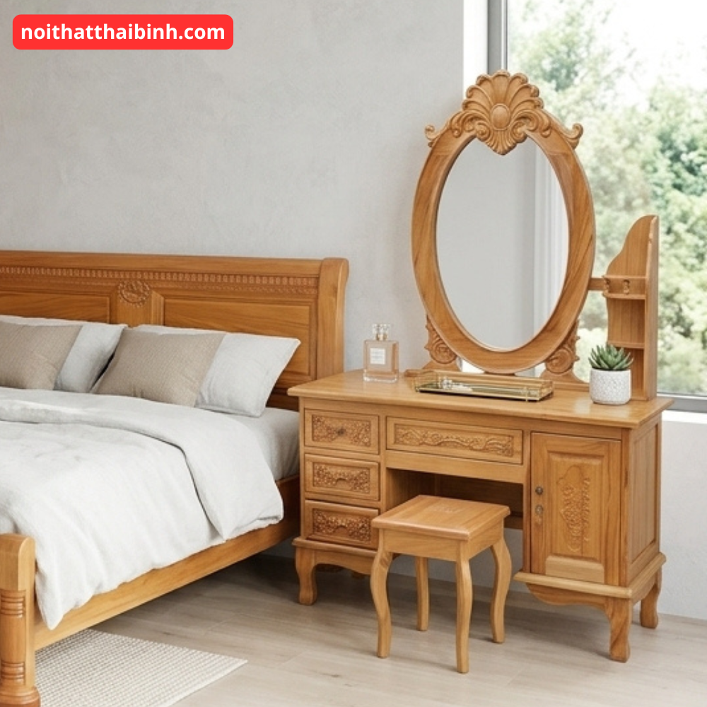 Bàn trang điểm gỗ tự nhiên cao cấp