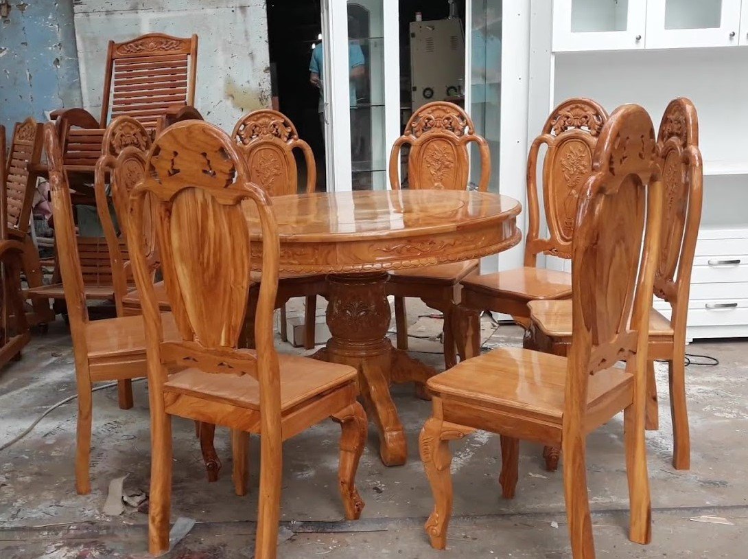 Bộ Bàn Ăn 6 Ghế Gỗ Tự Nhiên