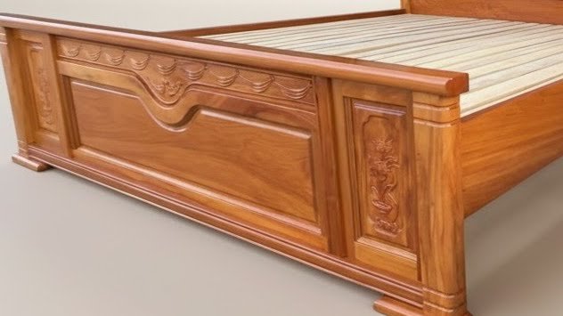 Cận cảnh vân gỗ giường gỗ gõ đỏ 1m8 đẹp
