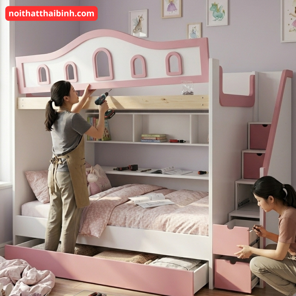 Cầu thang hộp tích hợp ngăn kéo lưu trữ đồ chơi thông minh