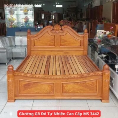 Giường Gõ Đỏ Tự Nhiên Cao Cấp MS 3442