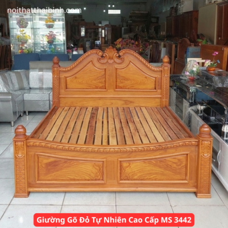 Giường Gõ Đỏ Tự Nhiên Cao Cấp MS 3442
