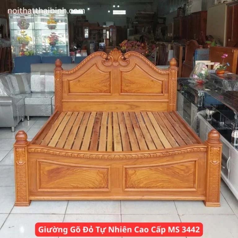 Giường Gõ Đỏ Tự Nhiên Cao Cấp MS 3442 Giường Gõ Đỏ Tự Nhiên Cao Cấp MS 3442