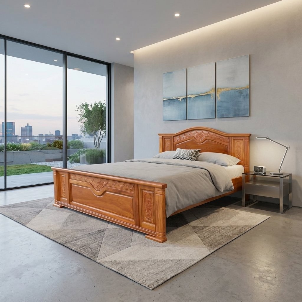 Giường gỗ gõ đỏ 1m8