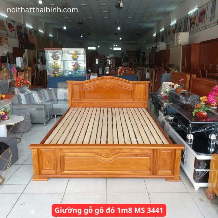 Giường gỗ gõ đỏ 1m8 MS 3441 Giường gỗ gõ đỏ 1m8 MS 3441
