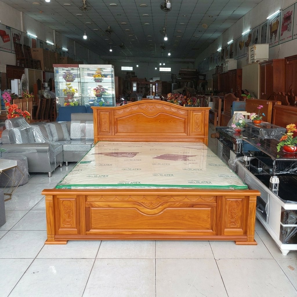 Giường gỗ gõ đỏ 1m8