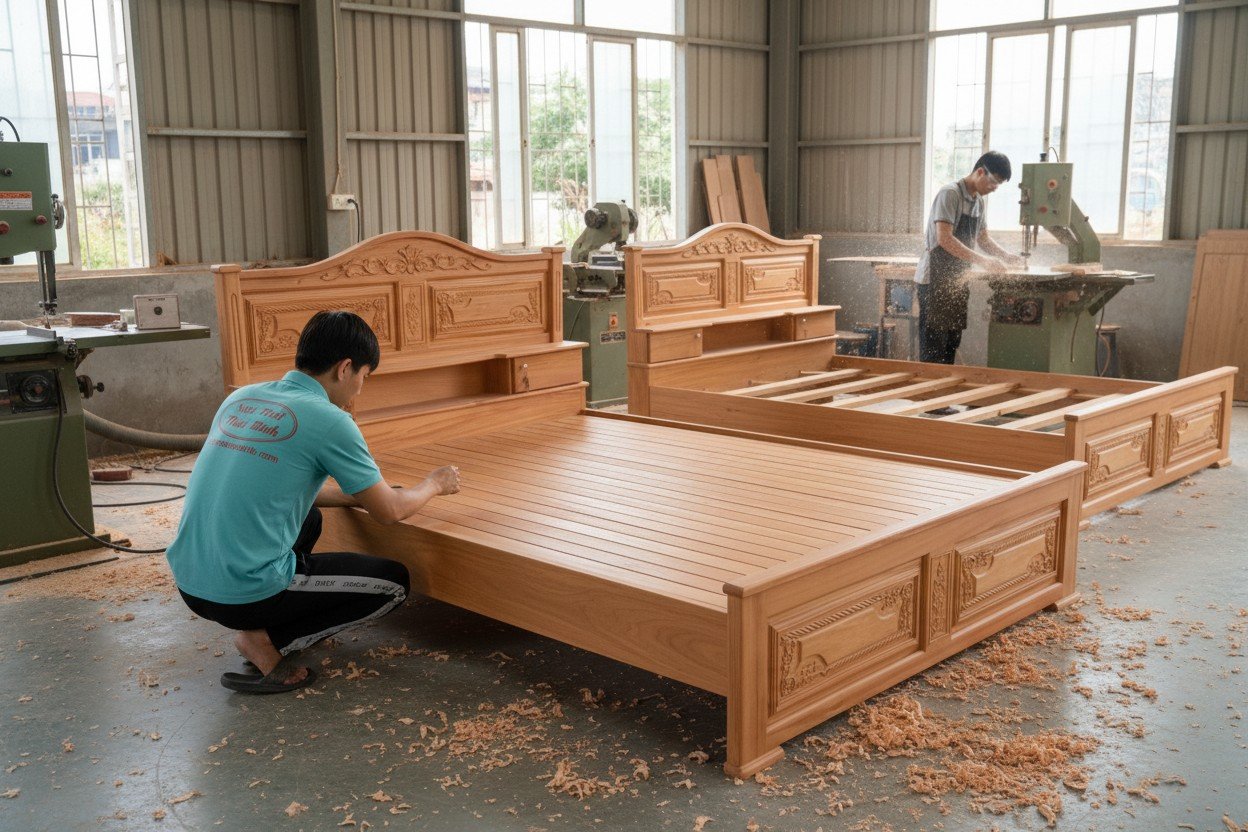 Giường ngủ gỗ tự nhiên