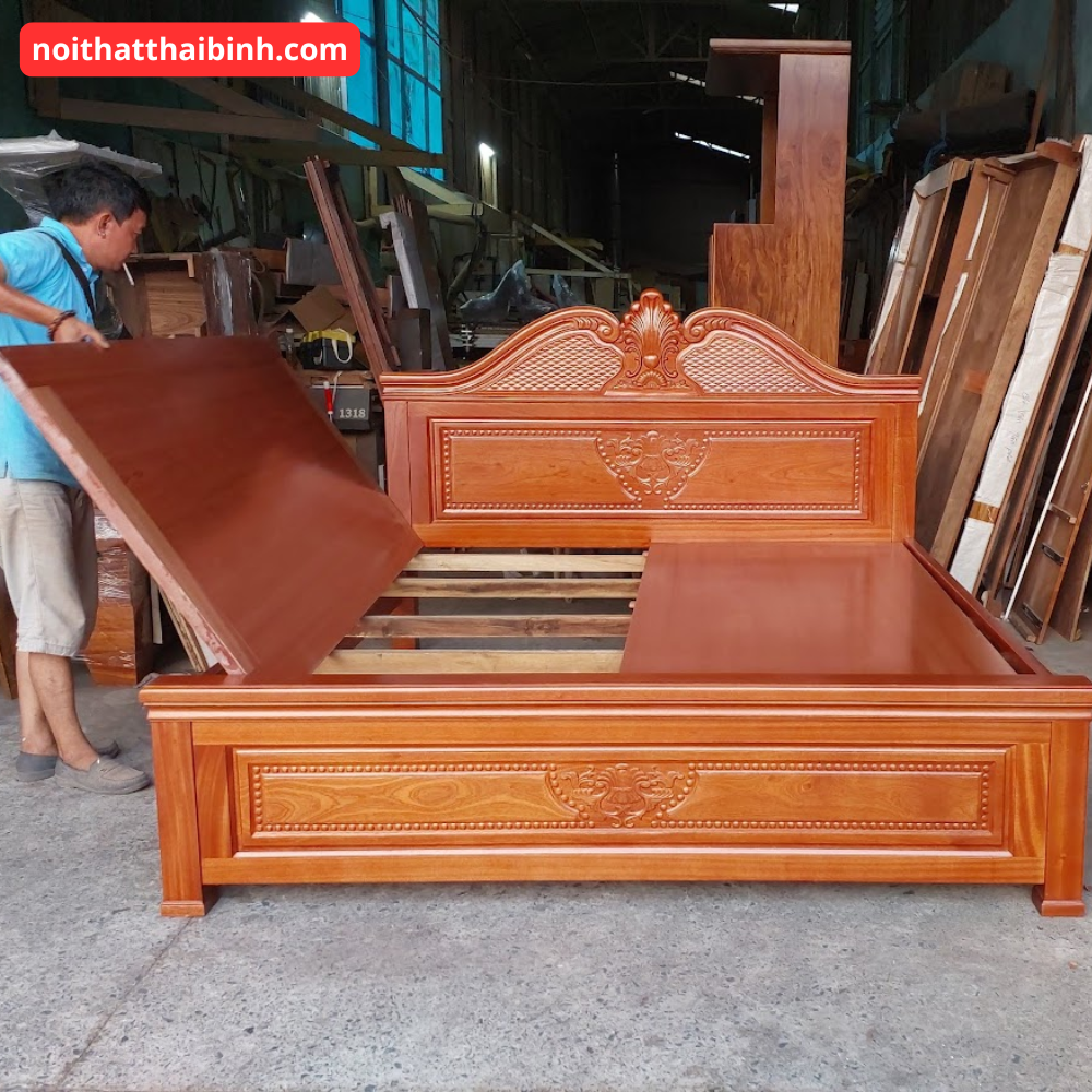 Giường gỗ xoan đào cao cấp