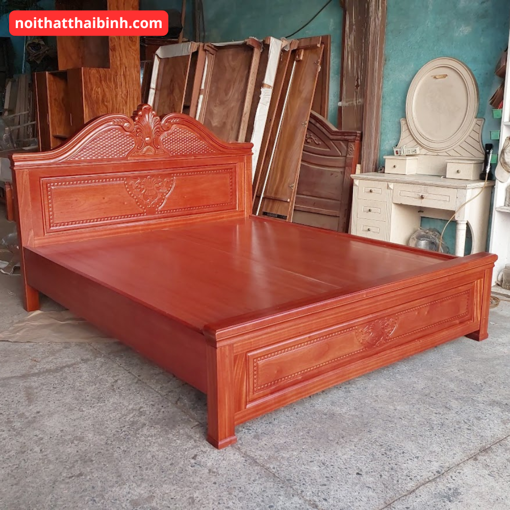 Mẫu giường gỗ xoan đào đẹp