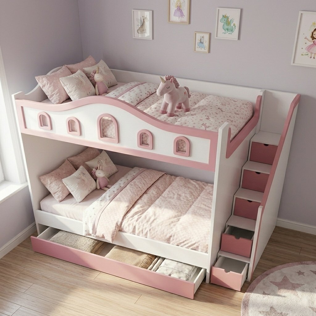 Giường tầng có cầu thang hộp