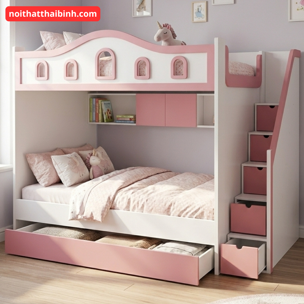 Giường tầng có cầu thang hộp