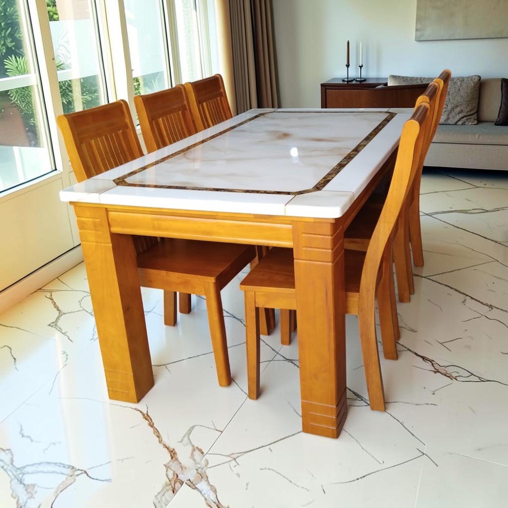 Mẫu Bàn Ăn Gỗ Đẹp 6 Ghế