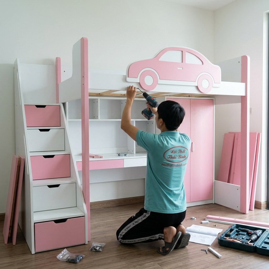 Mẫu giường tầng hiện đại cho không gian phòng ngủ nhỏ