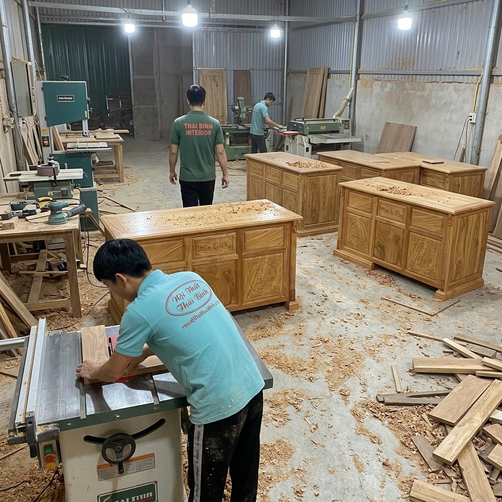 Nội thất phòng làm việc gỗ gõ đỏ