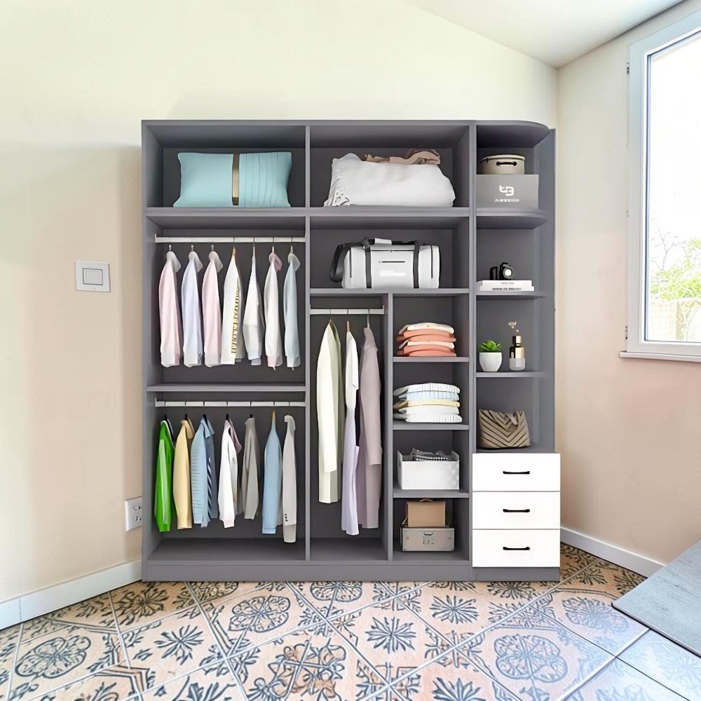 Tủ đồ quần áo gỗ sồi tự nhiên 4 cánh phòng ngủ hiện đại