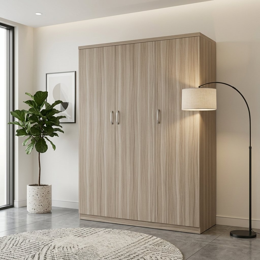 Tủ quần áo 3 cánh đẹp thiết kế hiện đại màu vân gỗ 1214