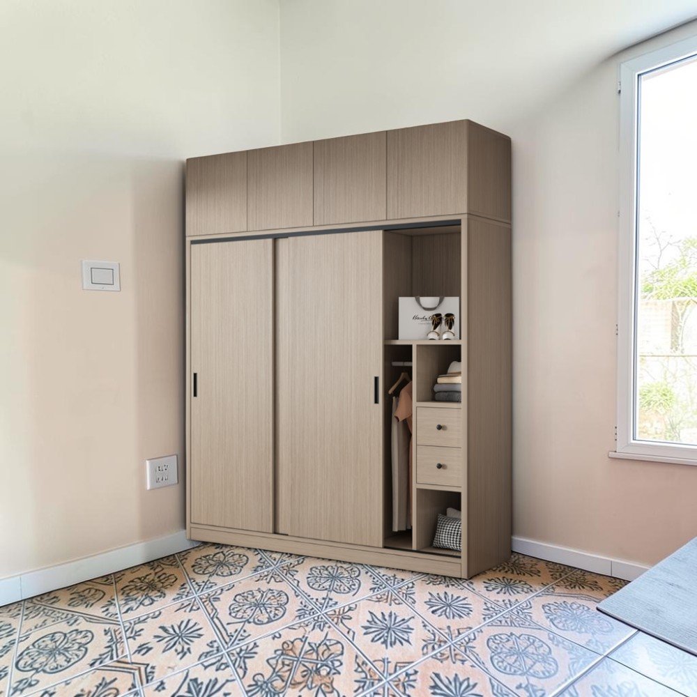 Tủ quần áo cửa lùa gỗ công nghiệp tiết kiệm diện tích