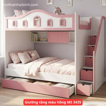 Giường tầng màu hồng MS 3435