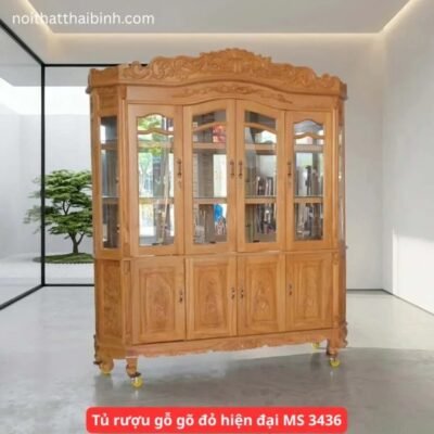 Tủ rượu gỗ gõ đỏ hiện đại MS 3436
