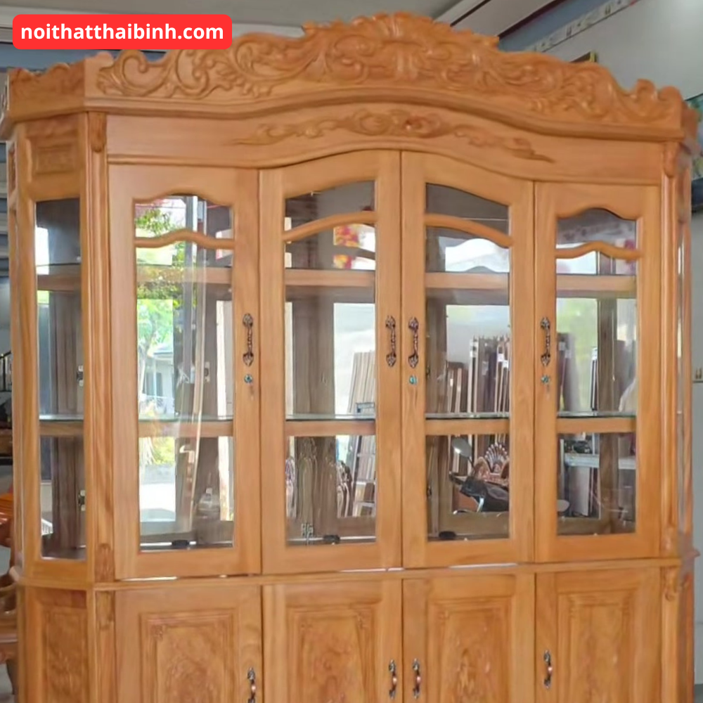 Chi tiết tủ rượu gỗ gõ đỏ hiện đại