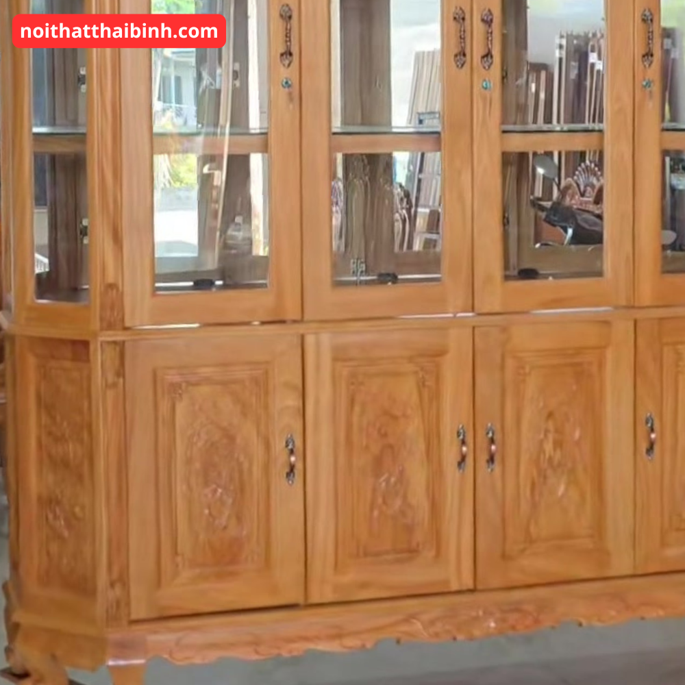 Chi tiết tủ rượu gỗ gõ đỏ hiện đại