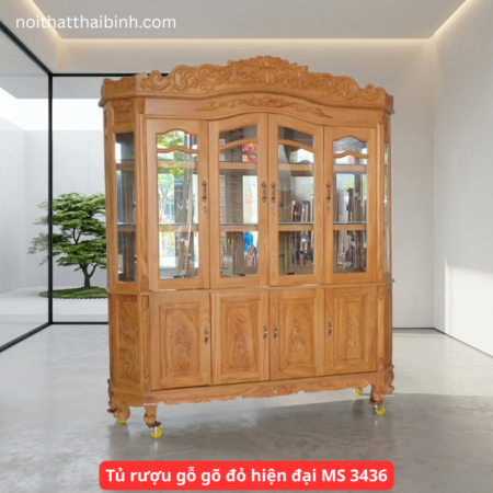Tủ rượu gỗ gõ đỏ hiện đại MS 3436