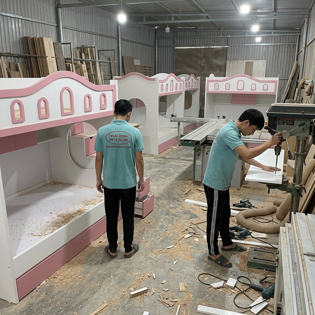 Xưởng mộc sản xuất giường tầng uy tín Nội thất Thái Bình