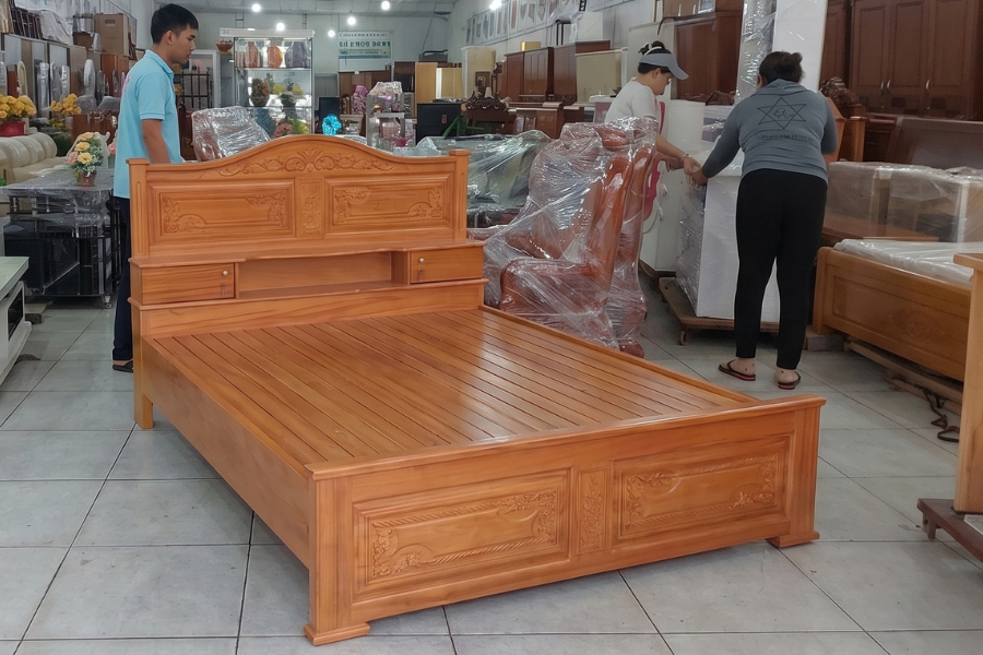 Giường gỗ gõ đỏ cao cấp