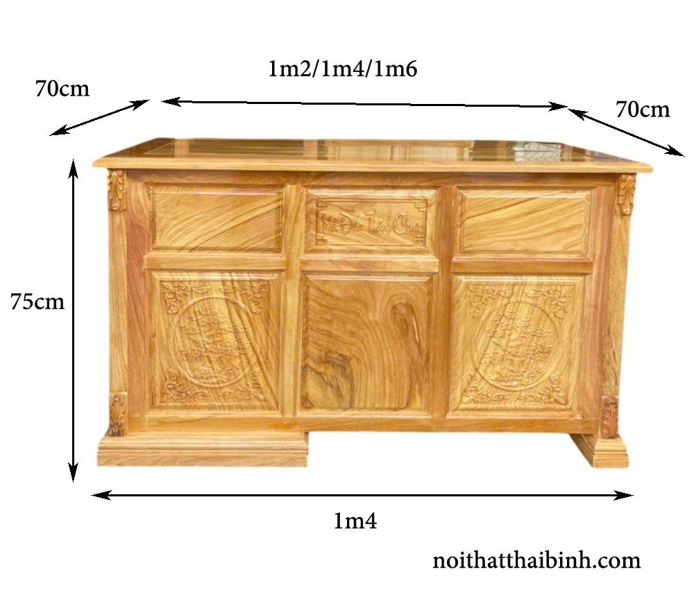 Kích thước bàn làm việc gỗ gõ đỏ