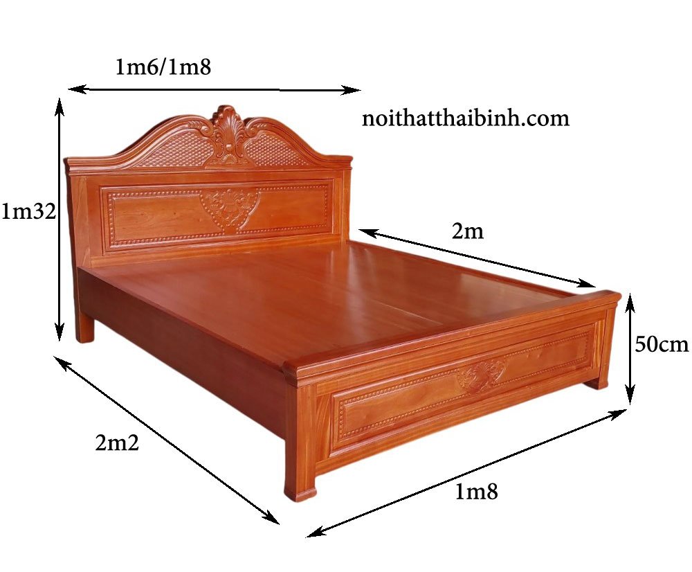 Kích thước giường ngủ gỗ xoan đào