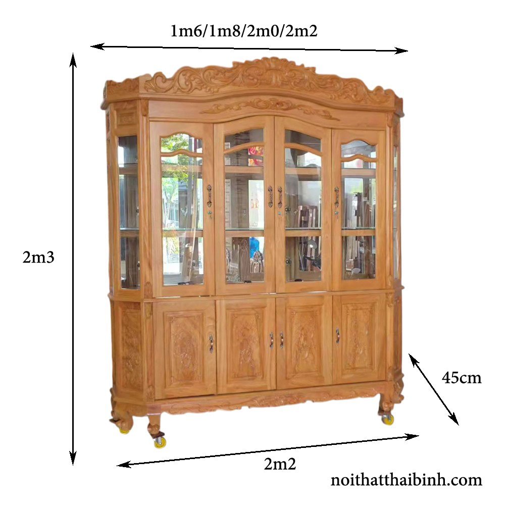 Kích thước đa dạng của tủ rượu gỗ gõ đỏ hiện đại tại Nội thất Thái Bình