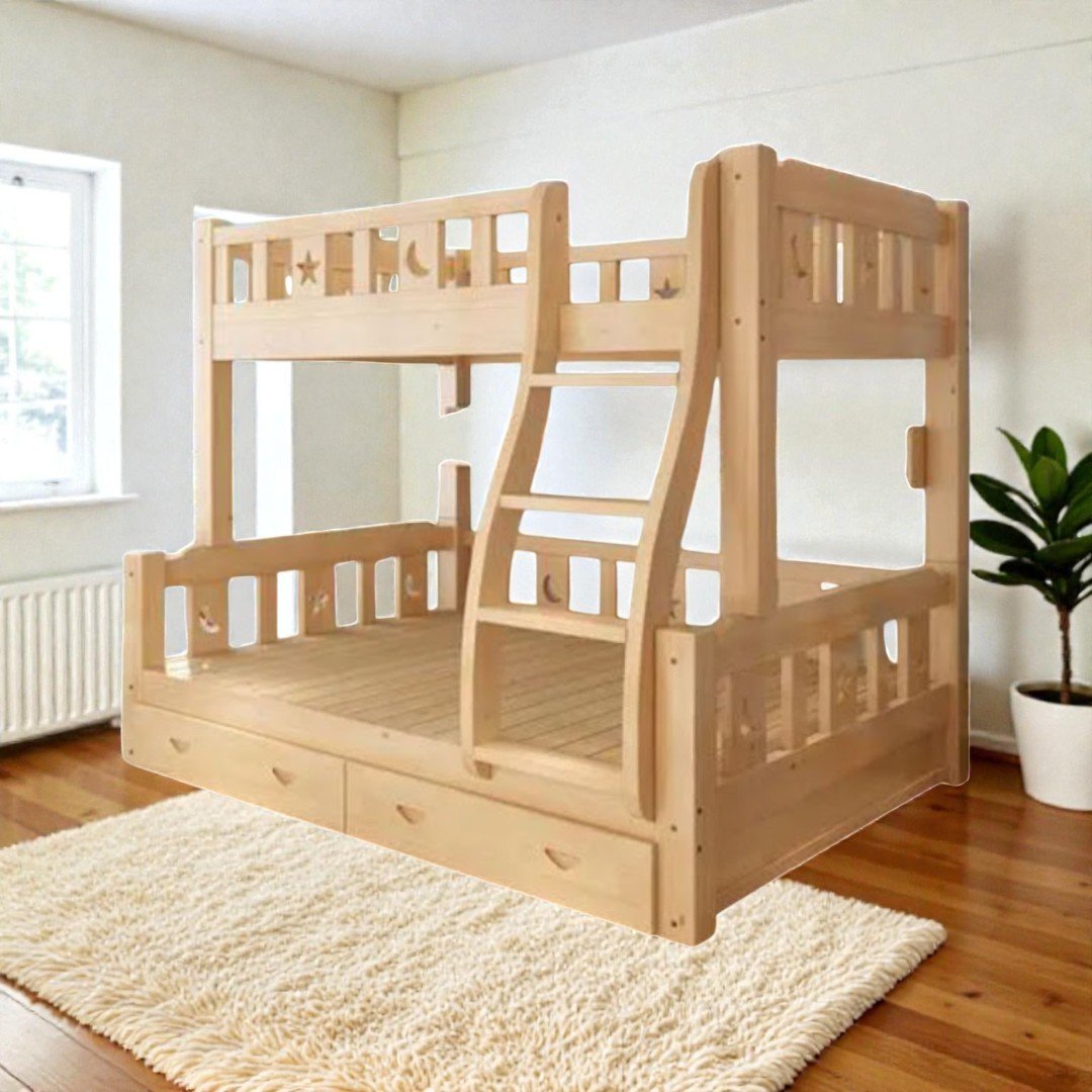 Mẫu giường 2 tầng bằng gỗ sồi tự nhiên