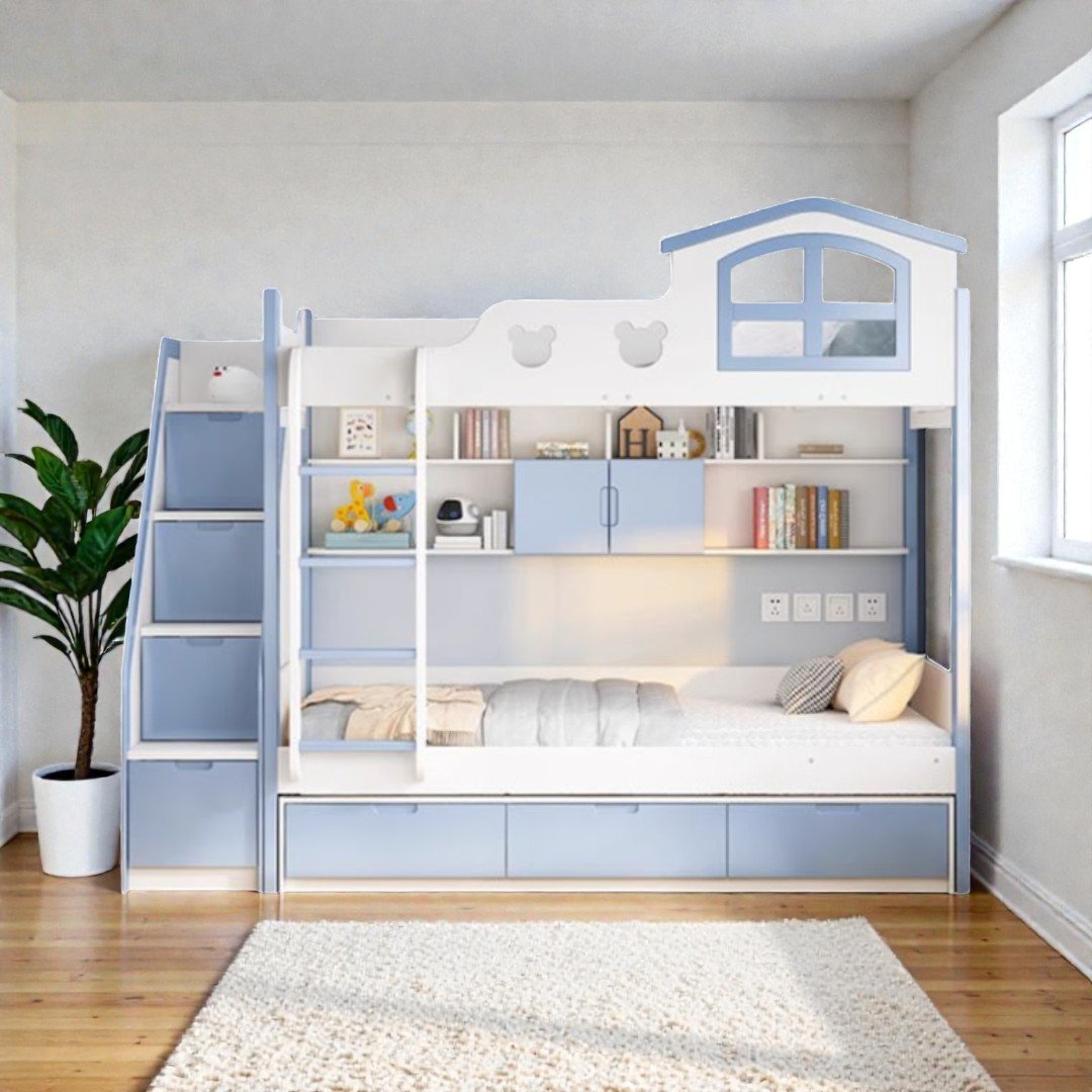 Giường tầng gỗ thông minh tích hợp tủ áo