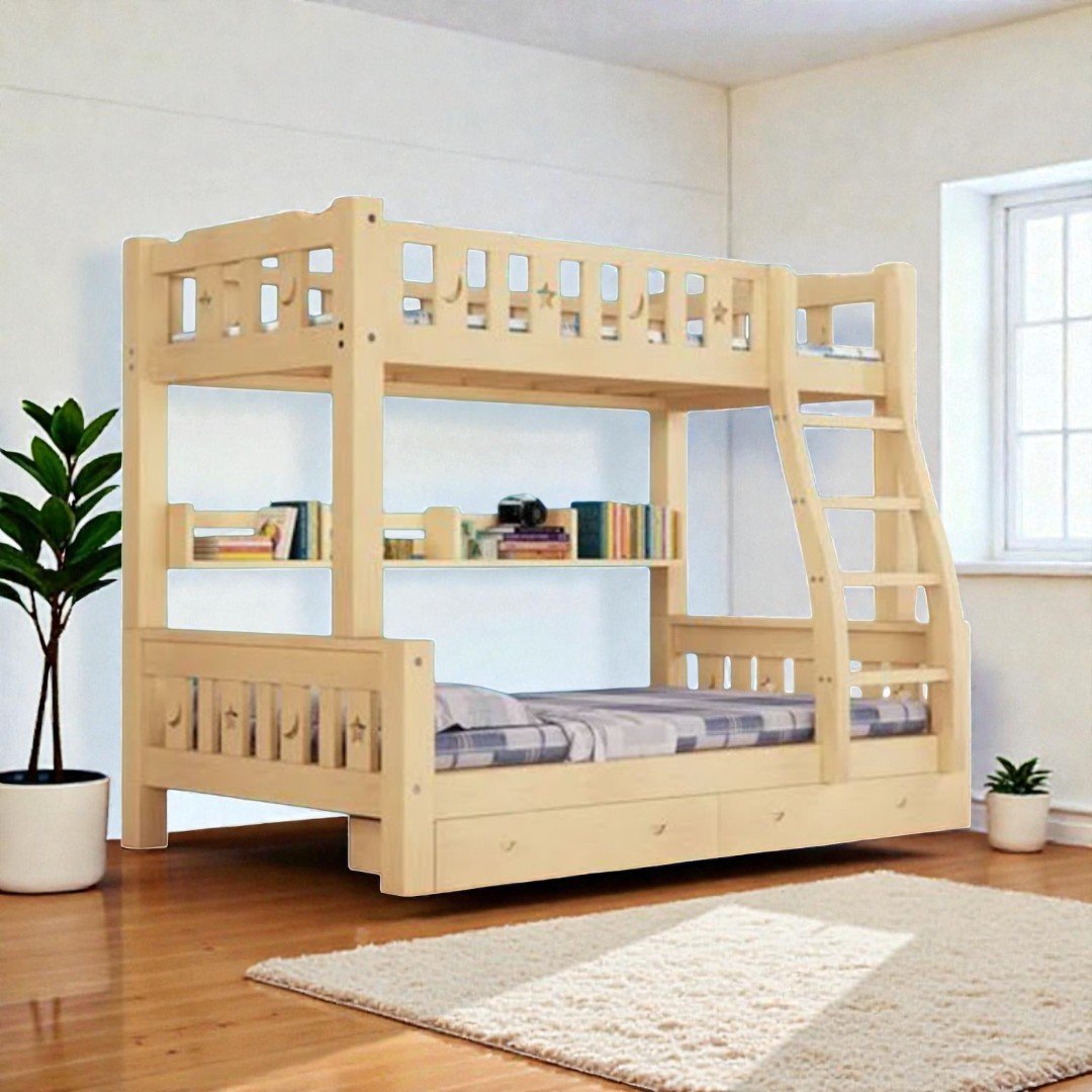 Mẫu giường 2 tầng bằng gỗ có cầu trượt