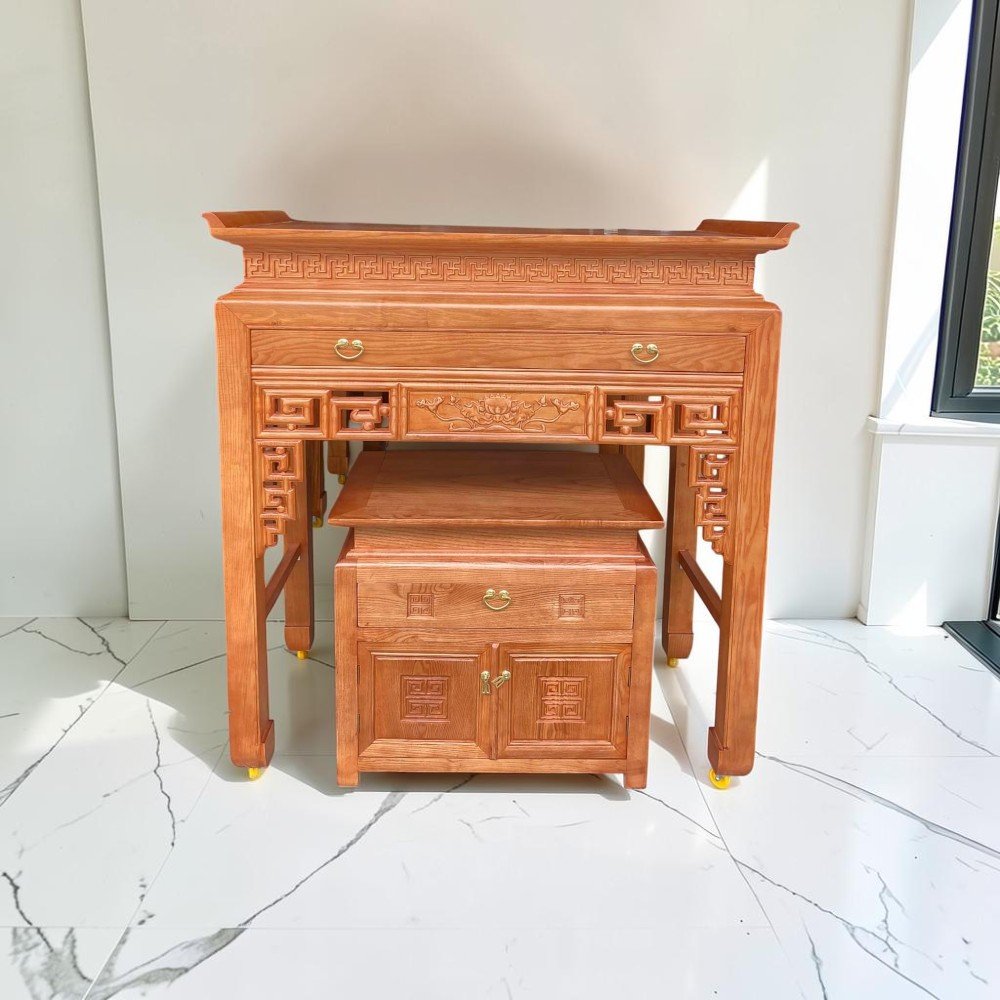 Bàn thờ đẹp chung cư gỗ xoan đào kích thước chuẩn Lỗ Ban