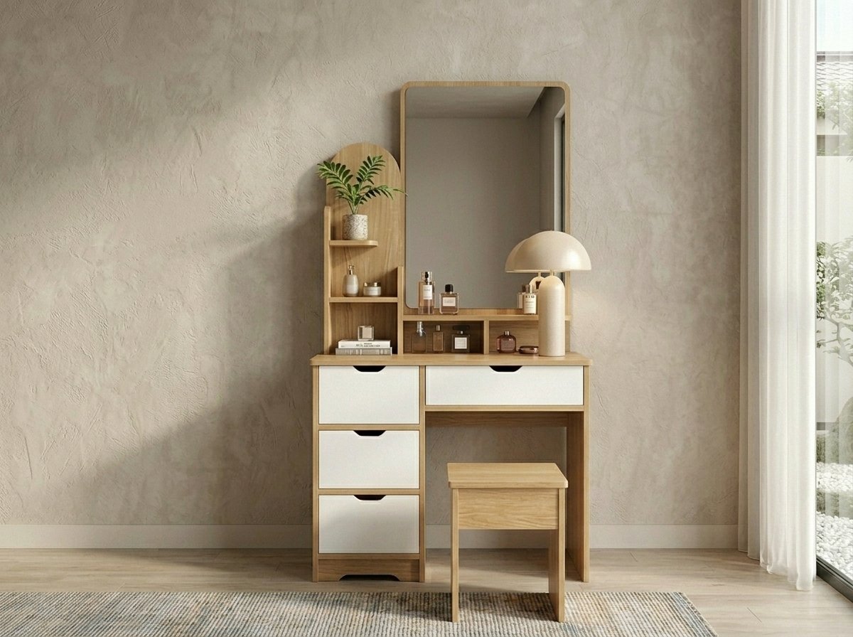 Bàn trang điểm 0m8 trong combo phòng ngủ hiện đại tại showroom Nội thất Thái Bình Quận 7
