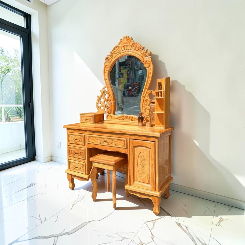 Bàn trang điểm gỗ gõ đỏ tự nhiên cao cấp Nội thất Thái Bình