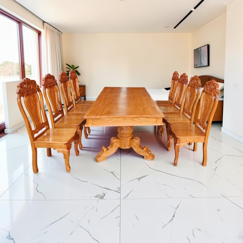 Bộ bàn ghế ăn gỗ sồi tự nhiên 6 ghế hiện đại tại Nội Thất Thái Bình