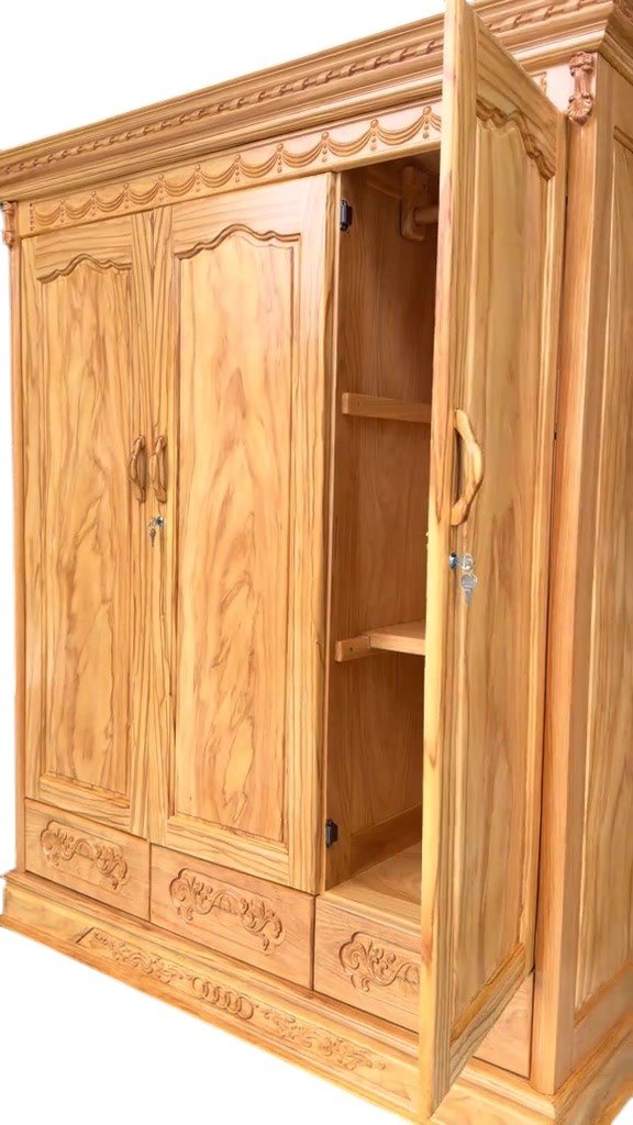 Tủ quần áo gỗ gõ đỏ MS 3451 Chi tiết tủ quần áo gỗ gõ đỏ