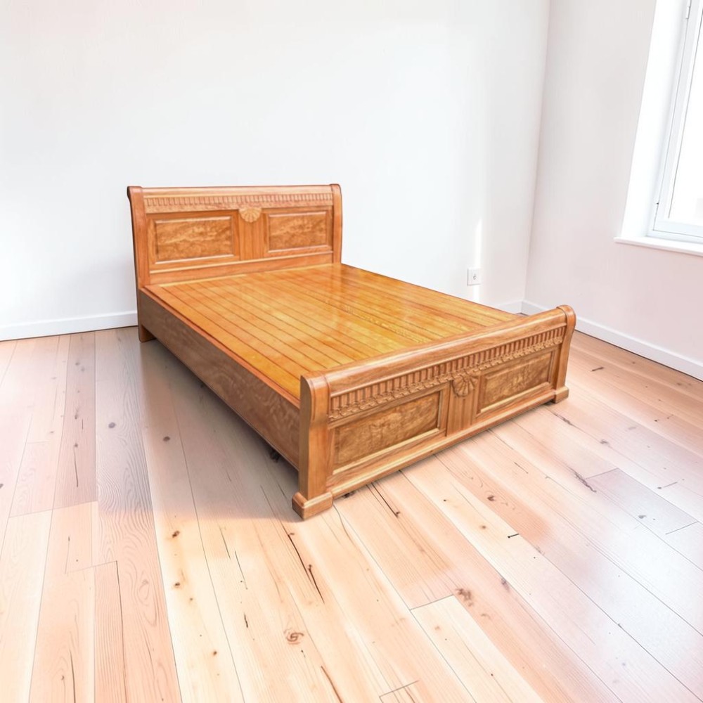 Giường gỗ gõ đỏ tự nhiên