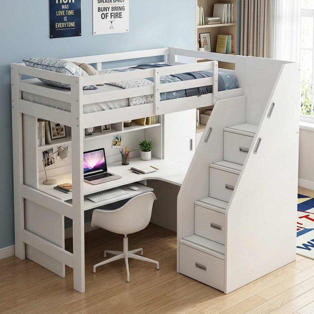 Giường Liền Bàn Học Đa Năng Tiện Nghi Cho Bé Và Người Lớn Giường liền bàn học