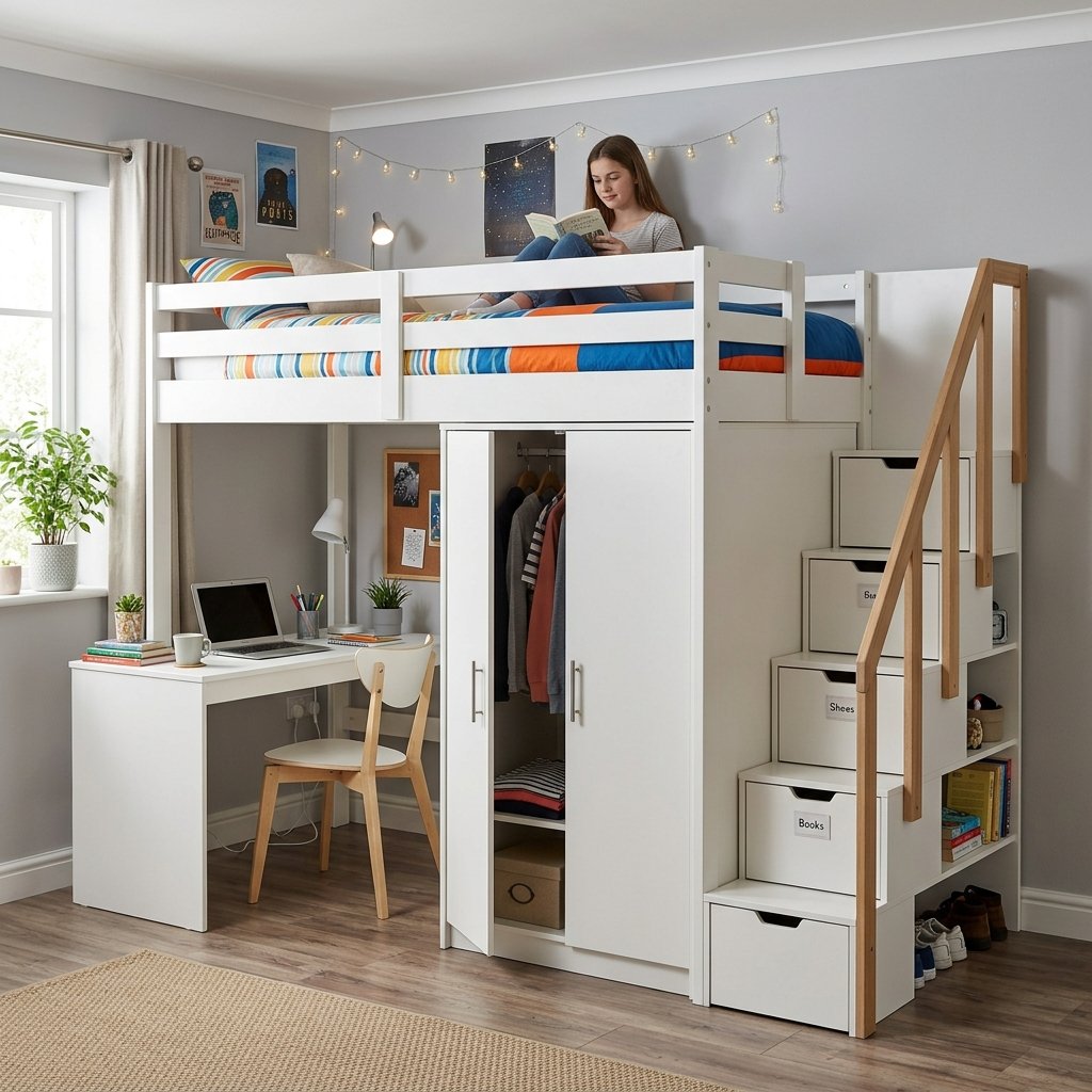 Giường Liền Bàn Học Đa Năng Tiện Nghi Cho Bé Và Người Lớn Giường liền bàn học gỗ tự nhiên