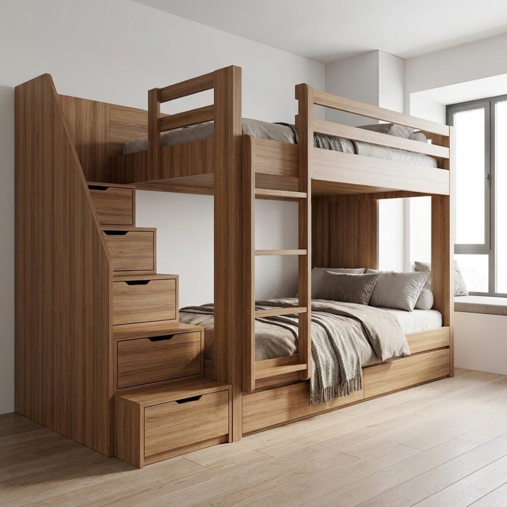 Mẫu giường tầng TPHCM gỗ tự nhiên cao cấp