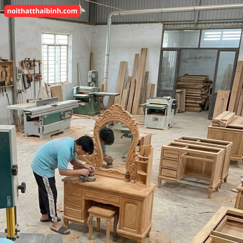 Mua bàn trang điểm gỗ gõ đỏ tại xưởng Nội thất Thái Bình quận 7