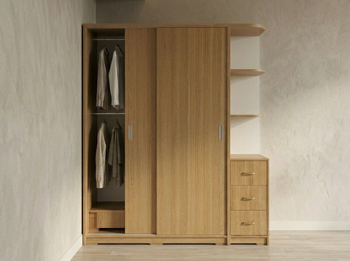 Tủ quần áo 1m8 trong combo phòng ngủ hiện đại gỗ MDF lõi xanh chống ẩm
