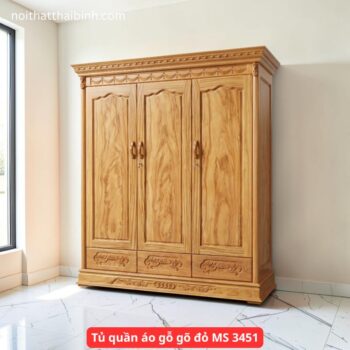Tủ quần áo gỗ gõ đỏ MS 3451