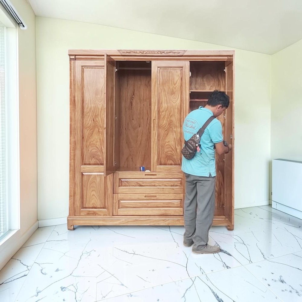 Tủ quần áo gỗ sồi hiện đại